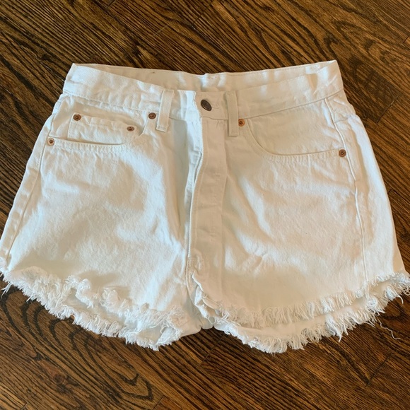 Levi's High Waisted Vintage White Denim Shorts